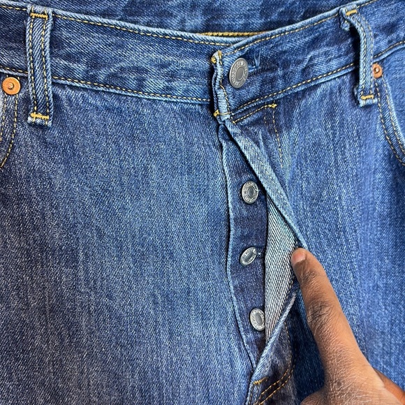 Levis Mens 501 Button Fly Denim Blue Jean W36 L32 - Picture 5 of 7